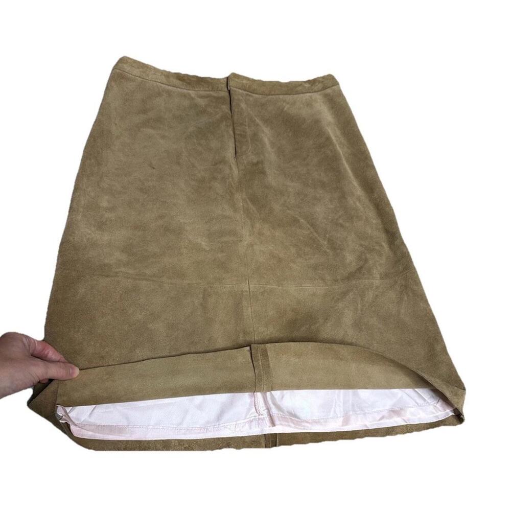 Vtg Banana Republic Skirt Size 6 Brown Suede 2002 Zip Genuine Leather Minimalist - Picture 3 of 8
